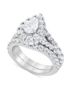 Diamond Pear Halo Bridal Set (4 ct. t.w.) in 14k White Gold