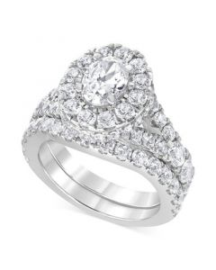 Diamond Oval Halo Bridal Set (4 ct. t.w.) in 14k White Gold