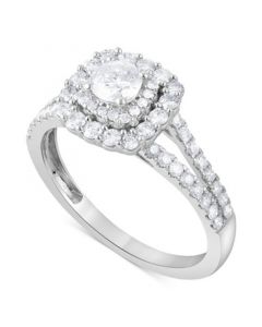 Diamond Double Halo Ring (1 ct. t.w.) in 14k White Gold