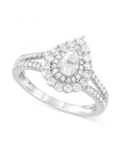 Diamond Pear Halo Ring (1 ct. t.w.) in 14k White Gold