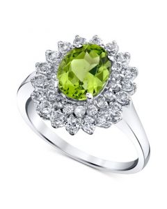 Peridot (1-3/4 ct. t.w.) & White Topaz (1-1/4 ct. t.w.) Double Halo Ring in Sterling Silver