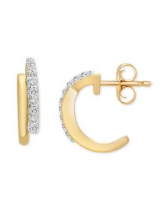 Diamond Huggie Hoop Earrings (1/10 ct. t.w.) in 14k Gold, Created for Macy's