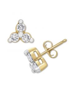 Diamond Three-Stone Stud Earrings (1/10 ct. t.w.) in 14k Gold, Created for Macy's