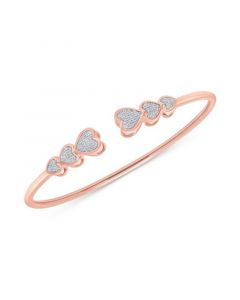 Diamond Hearts Cuff Bangle Bracelet (1/5 ct. t.w.) in 14k Rose Gold-Plated Sterling Silver, Created for Macy's