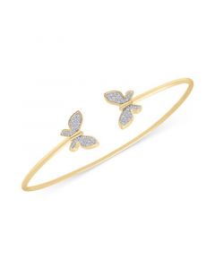 Diamond Butterfly Cuff Bangle Bracelet (1/6 ct. t.w.) in 14k Gold, Created for Macy's