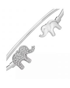 Diamond Elephant Cuff Bangle Bracelet (1/4 ct. t.w.) in Sterling Silver or 14k Gold-Plated Sterling Silver, Created for Macy's