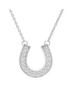 Diamond Horseshoe Pendant Necklace (1/6 ct. t.w.) in 14k White or Yellow Gold, 17" + 2" extender, Created for Macy's