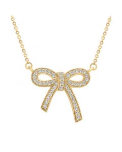 Diamond Bow Pendant Necklace (1/4 ct. t.w.) in 14k Yellow or Rose Gold, 17-3/4" + 2" extender, Created for Macy's