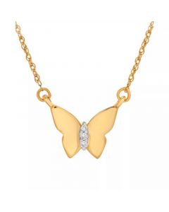 Diamond Accent Butterfly 17" Pendant Necklace in 14k Yellow, White or Rose Gold, Created for Macy's