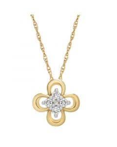 Diamond Cluster Flower (1/10 ct. t.w.) Pendant Necklace in 14k Gold, 16" + 2" extender, Created for Macy's