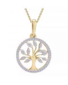 Diamond Tree 20" Pendant Necklace (1/10 ct. t.w.) in 14k Yellow or Rose Gold,  Created for Macy's