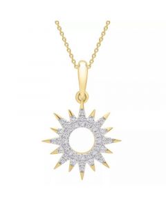 Diamond Sun Pendant Necklace (1/10 ct. t.w.) in 14k Gold Created for Macy's (Also available in Black Diamond)