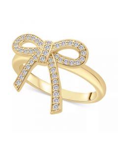 Diamond Bow Ring (1/4 ct. t.w.) in 14k Yellow or Rose Gold, Created for Macy's