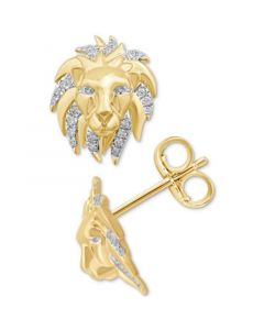 Men's Diamond Lion Stud Earrings (1/3 ct. t.w.) in 14k Gold-Plated Sterling Silver