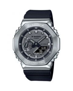 Men's Black & Silver-Tone Strap Watch 45.2mm