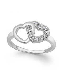 Diamond Double Heart Ring in Sterling Silver (1/10 ct. t.w.)