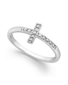 Diamond Cross Ring in Sterling Silver (1/10 ct. t.w.)