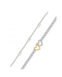 Diamond Interlocking Heart Tennis Bracelet (1/2 ct. t.w.) in Sterling Silver & 14k Gold-Plate