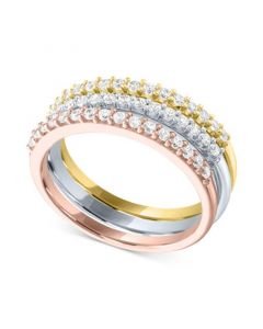 3-Pc. Set Lab-Created Diamond Stacking Rings (1/2 ct. t.w.) in Sterling Silver, 14k Gold-Plated Sterling Silver & 14k Rose Gold-Plated Sterling Silver