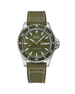 Men's Swiss Automatic Ocean Star Tribute Green Fabric Strap Watch 41mm