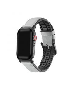 Men's and Women's Genuine Gray Leather Band with Silicone Back for Apple Watch 38mm