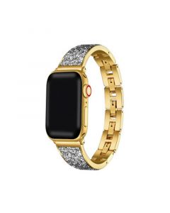 Men's and Women's Gold Tone Stainless Steel Band with Stones for Apple Watch 38mm