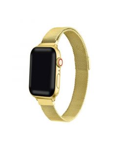 Men's and Women's Skinny Gold Tone Metal Loop Band With Magnetic Closure for Apple Watch 42mm