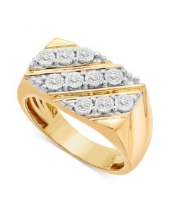 Men's Diamond Diagonal Cluster Ring (1/4 ct. t.w.) in 14k Gold-Plated Sterling Silver