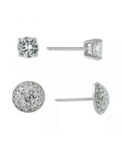 2-Pc. Set Cubic Zircona Solitaire & Cluster Stud Earrings in Sterling Silver, Created for Macy's