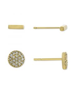 2-Pc. Cubic Zirconia Cluster & Bar Stud Earrings in Gold-Plated Sterling Silver, Created for Macy's