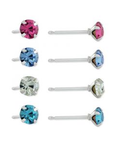 4-Pc. Set Fine Crystal Stud Earrings in Sterling Silver, Created for Macy's