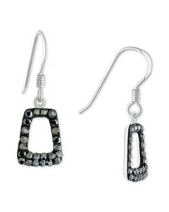 Gray Crystal Geometric Drop Earrings in Sterling Silver, Created for Macy's