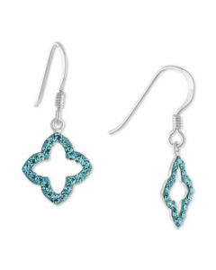 Aqua Crystal Quatrefoil Drop Earrings in Sterling Silver, Created for Macy's