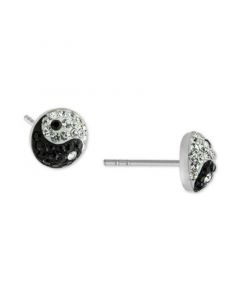 Crystal Yin Yang Stud Earrings in Sterling Silver, Created for Macy's