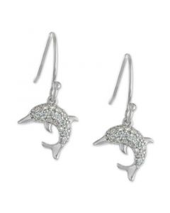 Cubic Zirconia Dolphin Drop Earrings in Sterling Silver, Created for Macy's