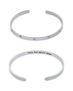 Crystal Inner Message Cuff Bangle Bracelet in Sterling Silver, Created for Macy's