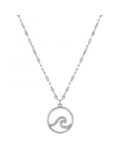 Cubic Zirconia Wave Pendant Necklace in Sterling Silver, 16" + 2" extender, Created for Macy's