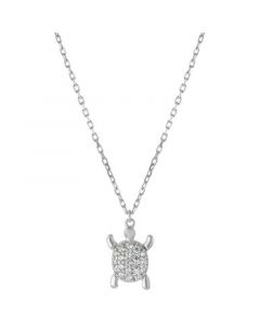 Cubic Zirconia Turtle Pendant Necklace in Sterling Silver, 16" + 2" extender, Created for Macy's