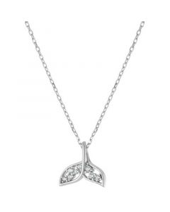 Cubic Zirconia Whale Tail Pendant Necklace in Sterling Silver, 16" + 2" extender, Created for Macy's