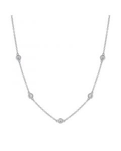 Cubic Zirconia Station Statement Necklace in Sterling Silver, 16" + 2" extender, Created for Macy's