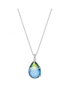 Color Crystal Pear Pendant Necklace in Sterling Silver, 16" + 2" extender, Created for Macy's