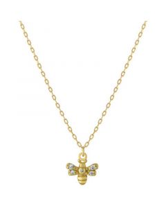 Cubic Zirconia Bee Pendant Necklace in Gold-Plated Sterling Silver, 16" + 2" extender, Created for Macy's