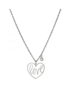 Cubic Zirconia Love Heart Pendant Necklace in Sterling Silver, 16" + 2" extender, Created for Macy's