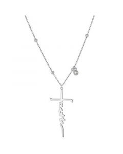 Cubic Zirconia Faith Cross Pendant Necklace in Sterling Silver, 16" + 2" extender, Created for Macy's