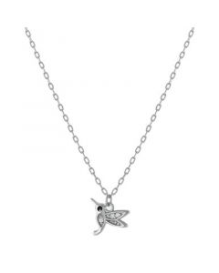 Cubic Zirconia Hummingbird Pendant Necklace in Sterling Silver, 16" + 2" extender, Created for Macy's