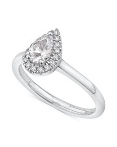 Diamond Pear Halo Engagement Ring (5/8 ct. t.w.) in 14k White Gold