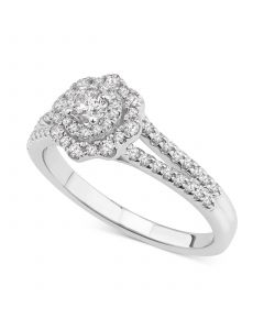 Diamond Flower Cluster Engagement Ring (1/2 ct. t.w.) in 14k White Gold