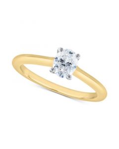 Diamond Oval Solitaire Engagement Ring (1/2 ct. t.w.) in 14k Gold