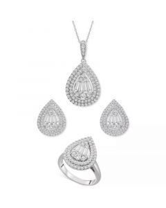 Double Halo Pear Cluster Jewelry Collection in 14k White Gold, Created for Macy's