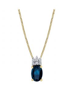 Sapphire (1 ct. t.w.) & Diamond (1/20 ct. t.w.) 18" Pendant Necklace in 14k Gold